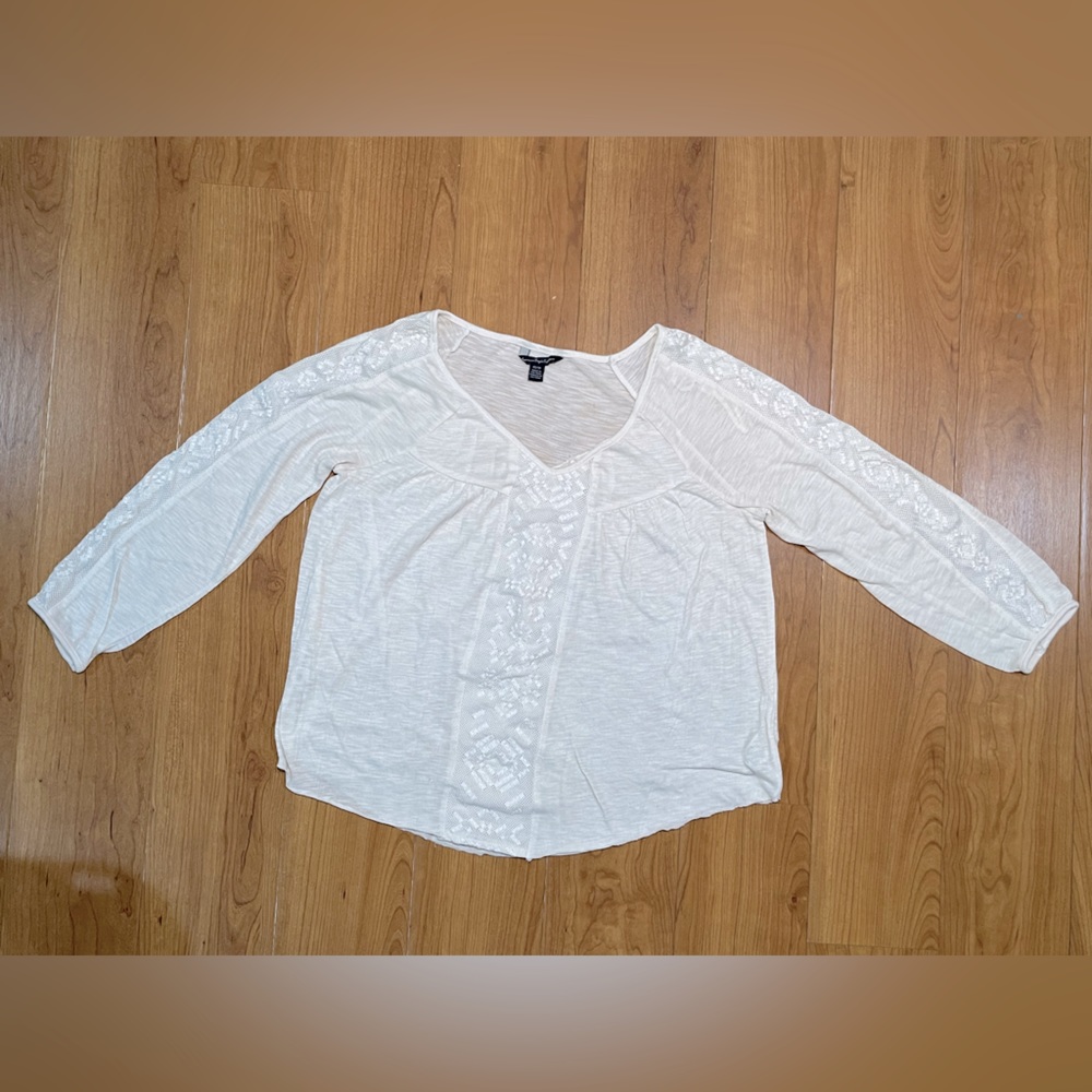 American Eagle Outfitters White Boho Blouse - Extra Small